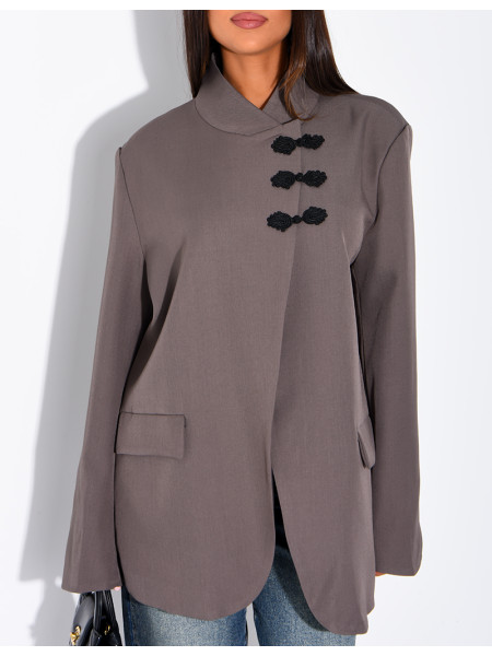 Blazer with Asian-style fasteners