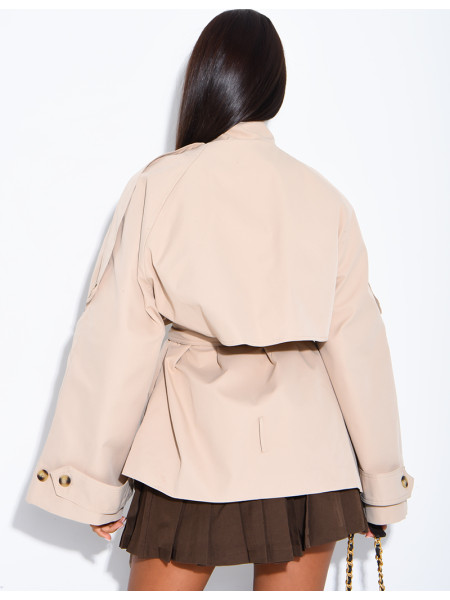 Halblanger Trenchcoat mit Gürtel an der Taille