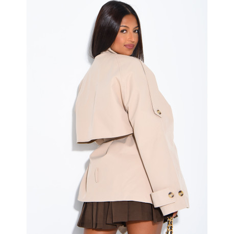 Halblanger Trenchcoat mit Gürtel an der Taille