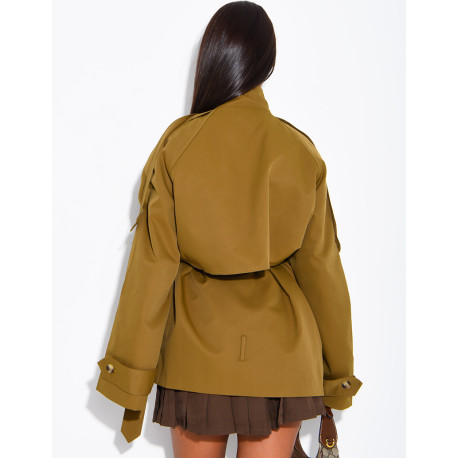 Halblanger Trenchcoat mit Gürtel an der Taille