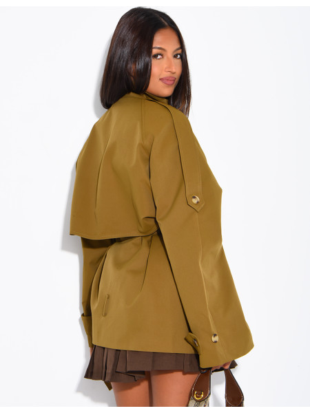 Halblanger Trenchcoat mit Gürtel an der Taille