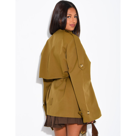 Halblanger Trenchcoat mit Gürtel an der Taille