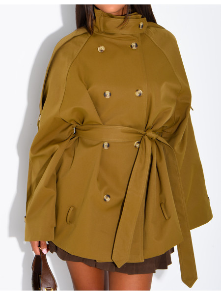 Halblanger Trenchcoat mit Gürtel an der Taille