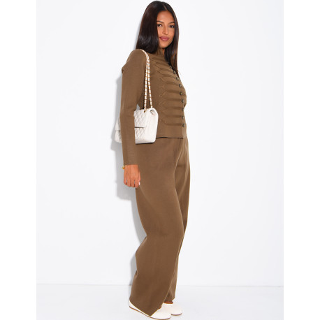 Set aus Wolle: Offiziersjacke und gerade geschnittene Hose