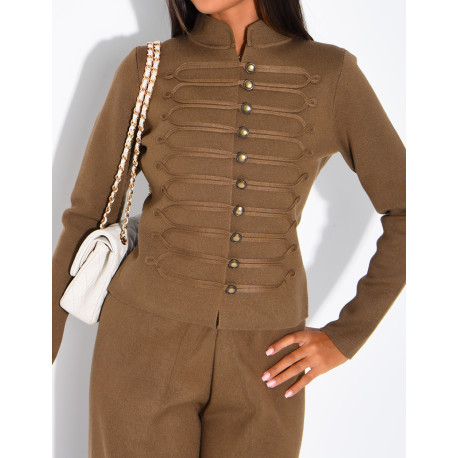 Set aus Wolle: Offiziersjacke und gerade geschnittene Hose