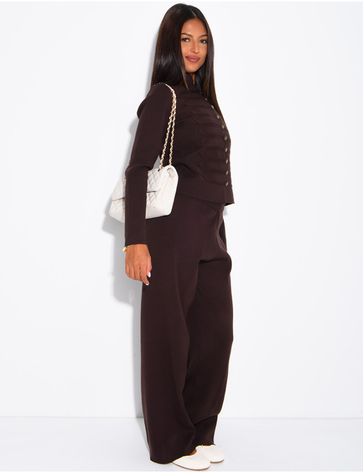 Set aus Wolle: Offiziersjacke und gerade geschnittene Hose