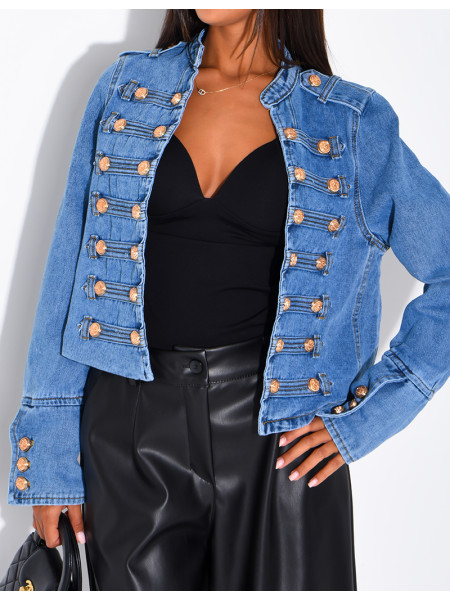 Jeansjacke mit Offiziersknöpfen