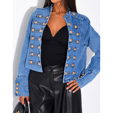 Jeansjacke mit Offiziersknöpfen