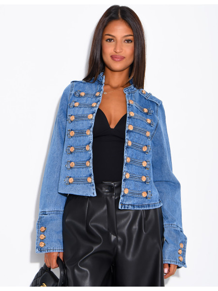 Jeansjacke mit Offiziersknöpfen