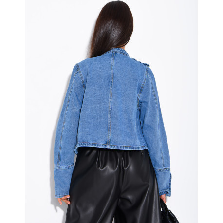 Jeansjacke mit Offiziersknöpfen