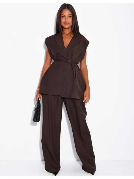 Ensemble de tailleur sans manche à nouer