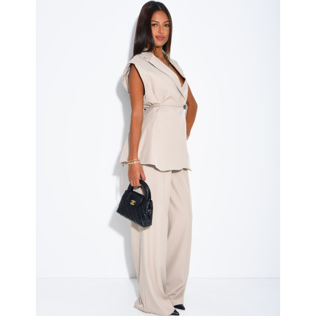 Ensemble de tailleur sans manche à nouer