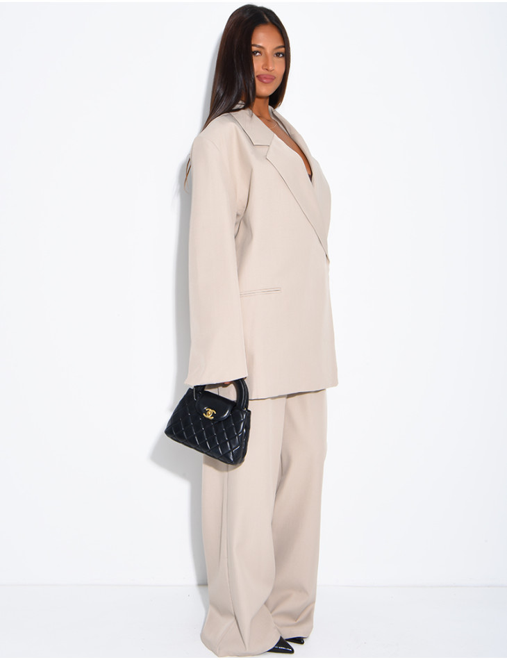 Ensemble de tailleur à blazer oversize à fentes