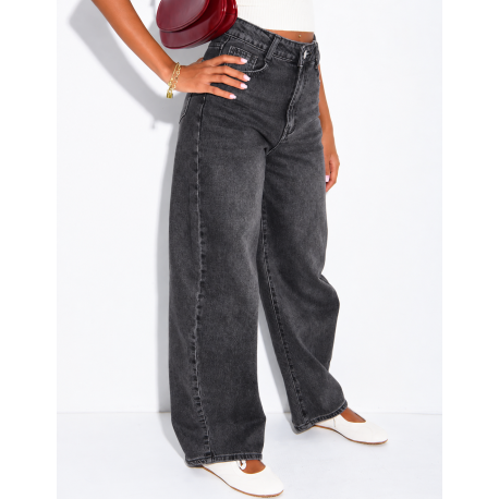 Hoch taillierte Jeans im Barrel-Schnitt, verwaschen