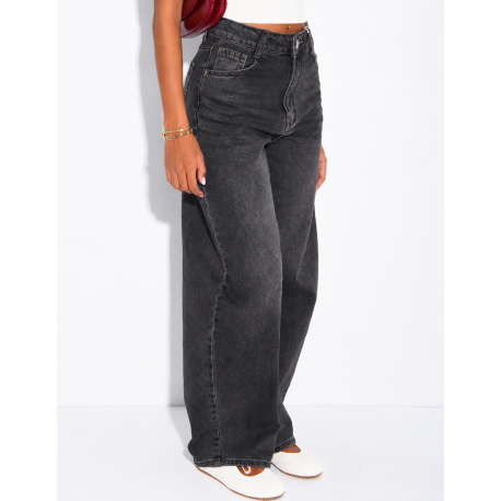 Hoch taillierte Jeans im Barrel-Schnitt, verwaschen