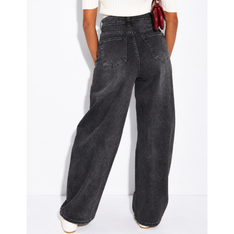 Hoch taillierte Jeans im Barrel-Schnitt, verwaschen