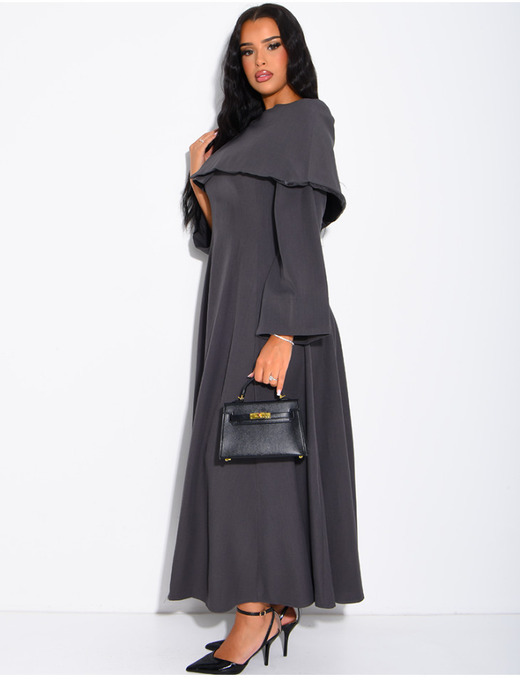 Ensemble robe manche longue ajustée & cape courte assortie