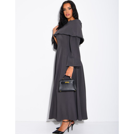 Ensemble robe manche longue ajustée & cape courte assortie