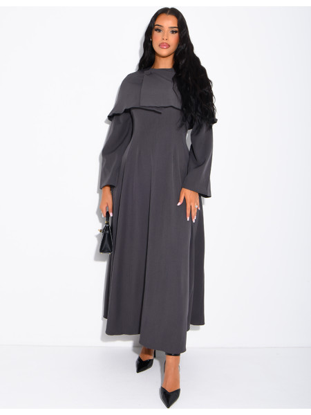 Ensemble robe manche longue ajustée & cape courte assortie