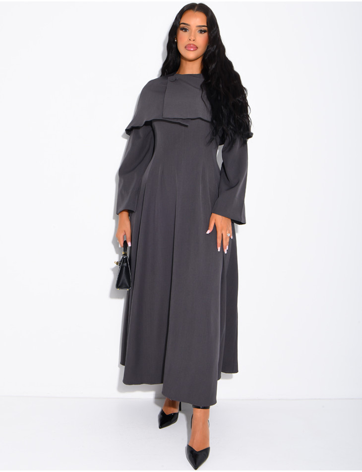 Ensemble robe manche longue ajustée & cape courte assortie