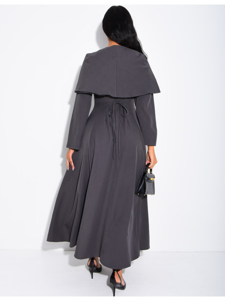 Ensemble robe manche longue ajustée & cape courte assortie