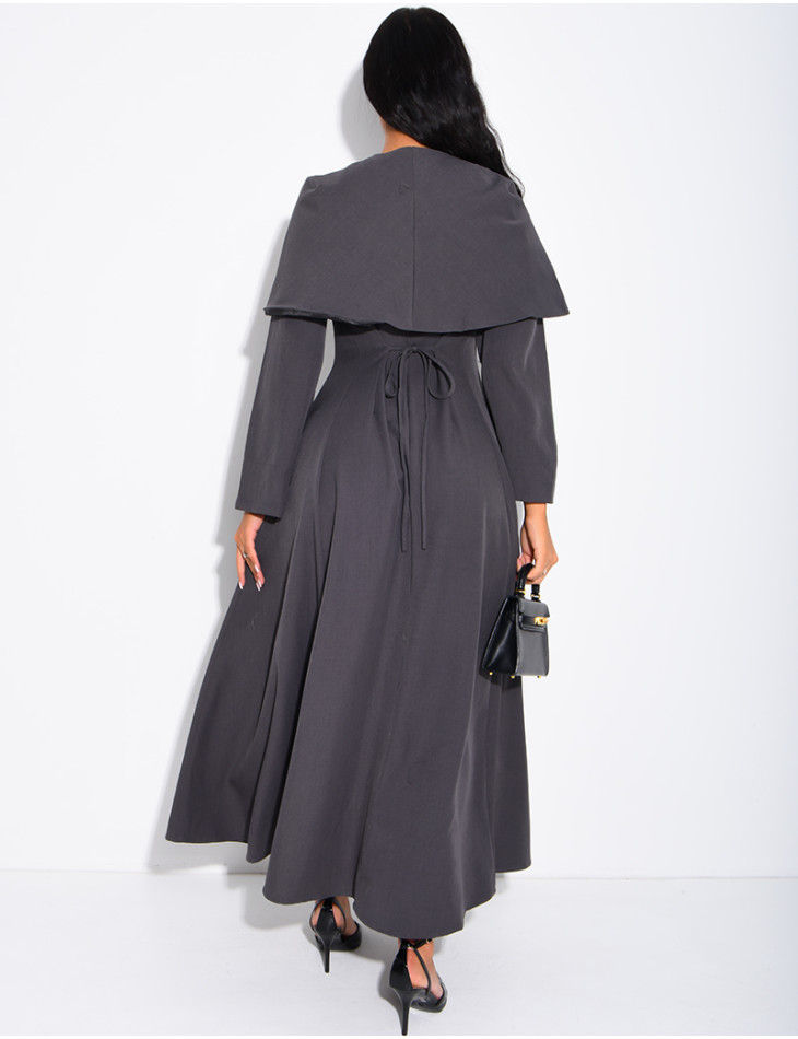 Ensemble robe manche longue ajustée & cape courte assortie