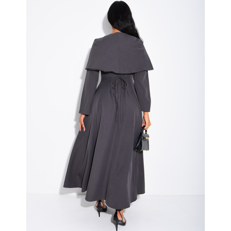 Ensemble robe manche longue ajustée & cape courte assortie