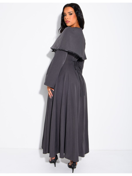 Ensemble robe manche longue ajustée & cape courte assortie