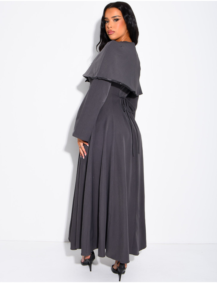 Ensemble robe manche longue ajustée & cape courte assortie