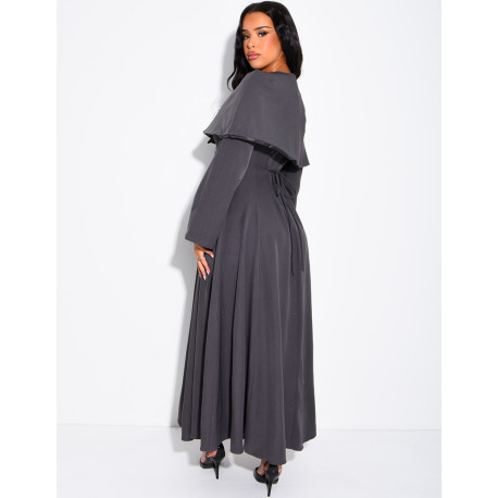 Ensemble robe manche longue ajustée & cape courte assortie