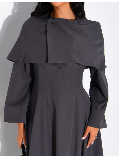 Ensemble robe manche longue ajustée & cape courte assortie