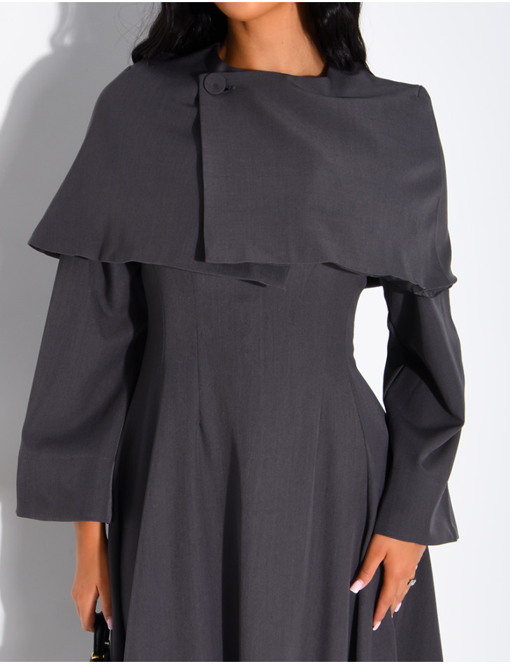 Ensemble robe manche longue ajustée & cape courte assortie