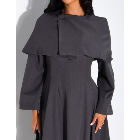 Ensemble robe manche longue ajustée & cape courte assortie
