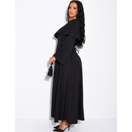 Ensemble robe manches longues à nouer dans le dos et cape