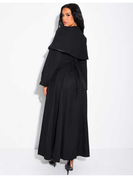 Ensemble robe manches longues à nouer dans le dos et cape