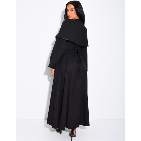 Ensemble robe manches longues à nouer dans le dos et cape