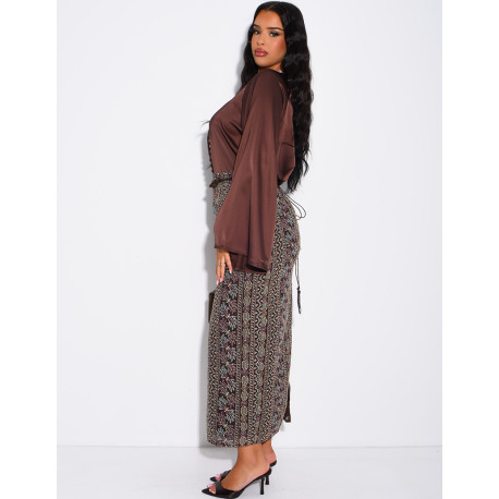 Ensemble jupe à broderies & sequins et tunique avec cordelette