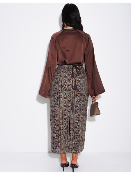 Ensemble jupe à broderies & sequins et tunique avec cordelette