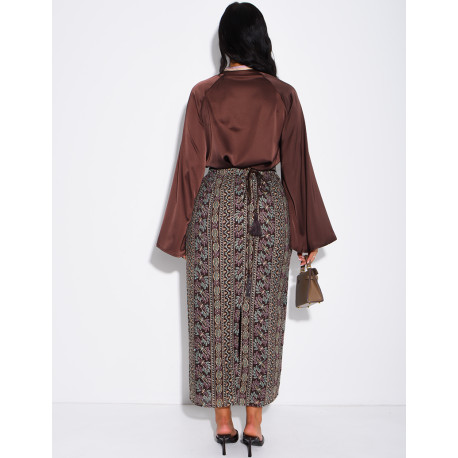 Ensemble jupe à broderies & sequins et tunique avec cordelette
