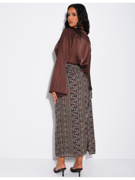 Ensemble jupe à broderies & sequins et tunique avec cordelette
