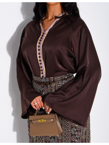 Ensemble jupe à broderies & sequins et tunique avec cordelette