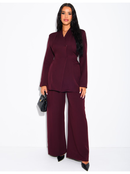 Set aus Blazer mit Stehkragen, im Rücken verstellbar, und gerade geschnittener Hose