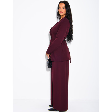 Set aus Blazer mit Stehkragen, im Rücken verstellbar, und gerade geschnittener Hose