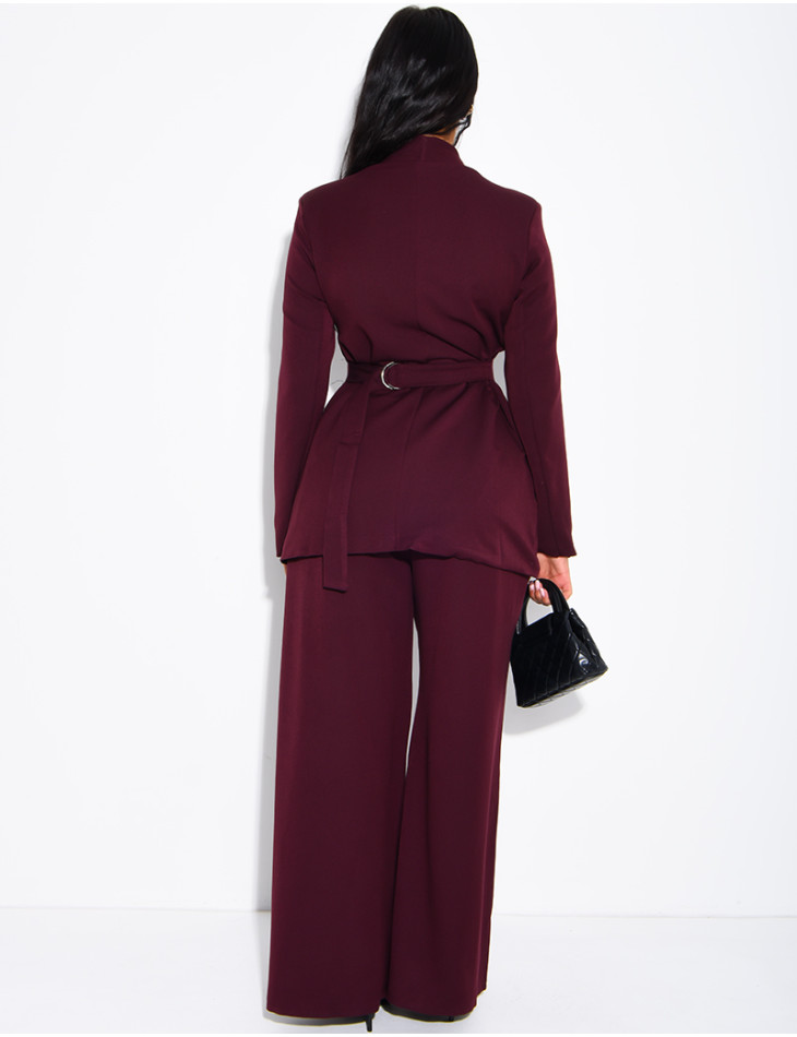Set aus Blazer mit Stehkragen, im Rücken verstellbar, und gerade geschnittener Hose