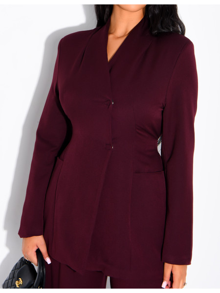 Set aus Blazer mit Stehkragen, im Rücken verstellbar, und gerade geschnittener Hose