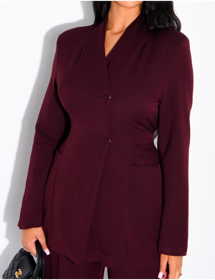 Set aus Blazer mit Stehkragen, im Rücken verstellbar, und gerade geschnittener Hose