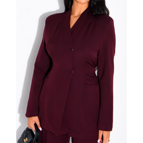 Set aus Blazer mit Stehkragen, im Rücken verstellbar, und gerade geschnittener Hose