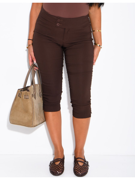 Short capri taille basse en tissu stretch