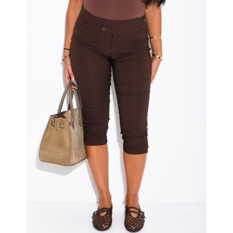 Short capri taille basse en tissu stretch