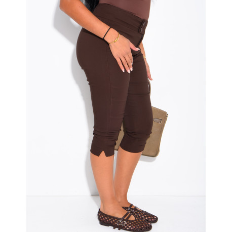 Short capri taille basse en tissu stretch